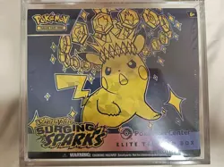 Surging Sparks Pokemon Center ETB - Acrylic Case Included - Sealed 2 Small Tears - Image 1