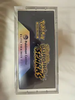 Surging Sparks Pokemon Center ETB - Acrylic Case Included - Sealed 2 Small Tears - Image 5