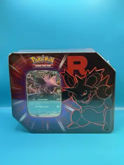 Destined Rivals Team Rocket Tin (Nidoking ex) - Sealed New - Pokemon TCG - Image 1