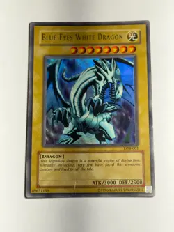 YUGIOH Blue-Eyes White Dragon LOB-001 Original Print Unlimited Lp - Image 1
