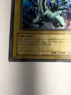 YUGIOH Blue-Eyes White Dragon LOB-001 Original Print Unlimited Lp - Image 3