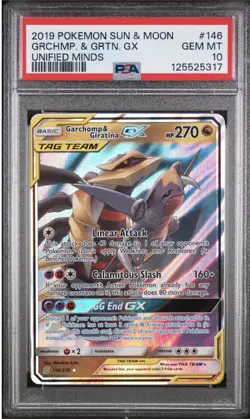 Pokemon TCG Garchomp & Giratina GX Full Art Holo Card PSA 10 - Image 1