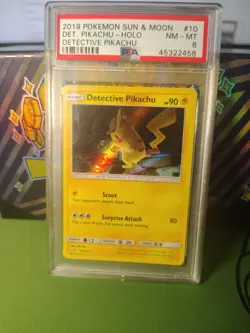 Pokemon TCG Detective Pikachu Holo Rare Card 10/18 PSA 8 - Image 1