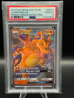 2019 POKEMON SM PROMO SM211 CHARIZARD GX HIDDEN FATES TINS PSA 10 Graded Card - Image 2