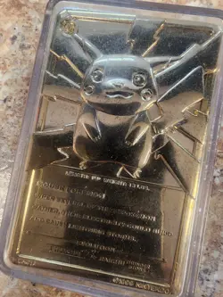 Pokemon Pikachu 23k Gold Plated Trading Card 1999 Nintendo - Image 2