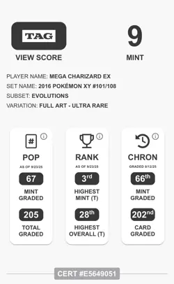 TAG 9 Mega Charizard EX M Full Art 101/108 Pokemon XY Evolutions - Image 2