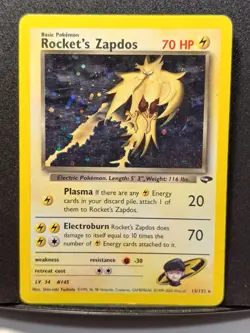 Rocket's Zapdos 15/132 Gym Challenge 2000 Rare Holo Pokemon TCG Ungraded Card - Image 1