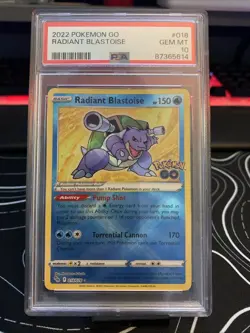 Pokemon PSA 10 GEM MINT Radiant Blastoise 018/078 Pokemon GO Holofoil 2022 - Image 1