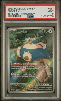 SNORLAX 2023 Pokemon Mew 151 Black Star Promo ETB #051 PSA 9 - Image 1