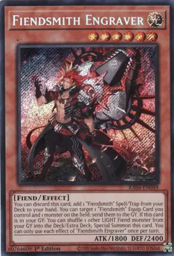 Fiendsmith Engraver 1st Edition Secret Rare RA04-EN049 Yu-Gi-Oh! - Image 1
