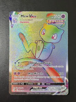 Pokemon Mew VMAX TCG Fusion Strike Secret Rare Holo Card 268/264 Rainbow - Image 1
