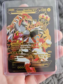Groudon GX Black Foil Fan Art Collector Pokemon Card Team Macmas Magma Quake - Image 1