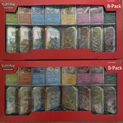 Pokemon Prismatic Evolutions 8 Mini-Tins Promo Cards Costco 2-Pack - IN HAND - Image 1