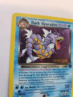Dark Gyarados Prerelease Gym Holo Base Pokemon Card WOTC - Image 2