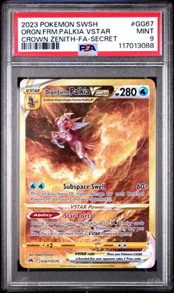 2023 POKEMON SWSH CROWN ZENITH ORIGIN FORME PALKIA VSTAR PSA 9 #GG67 - Image 1
