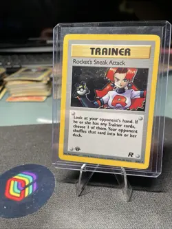 [LP]Pokemon TCG Team Rocket/ Rocket's Sneak Attack 16/82 1st Edition Holo SWIRL! - Image 1
