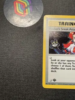 [LP]Pokemon TCG Team Rocket/ Rocket's Sneak Attack 16/82 1st Edition Holo SWIRL! - Image 3