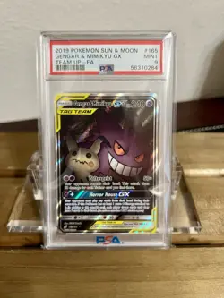 PSA 9 GENGAR & MIMIKYU GX 165 TEAM UP SUN MOON ALTERNATE FULL ART POKEMON MINT - Image 1