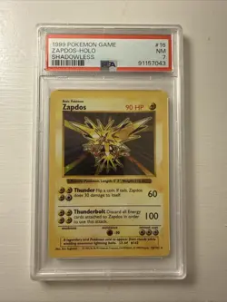 1999 Pokemon Holo Base Set Shadowless Zapdos Graded PSA 7 Near Mint - Image 1
