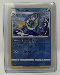 2020 Pokemon Sword & Shield Vivid Voltage 030/185 Vaporeon Reverse Holo - Image 1