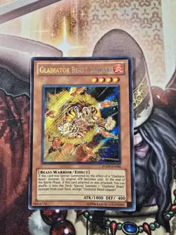 Yugioh Gladiator Beast Laquari RYMP-EN096 Secret Rare TCG HP - Image 1