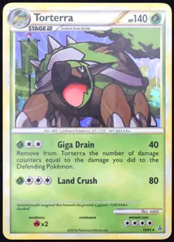 Pokemon TCG Torterra 10/95 2010 Unleashed Cracked Ice Holo Rare Card - MP - Image 1