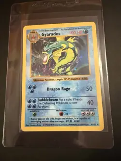 Pokemon Gyarados TCG Base Set Holo Shadowless Rare Card 6/102 MP - Image 1