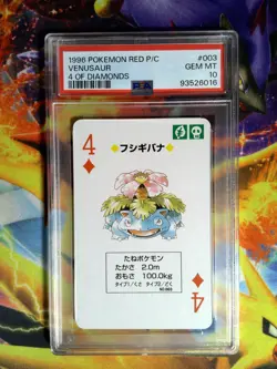 PSA 10 GEM MINT Venusaur 4 of Diamonds 1996 Pokemon Playing Cards Red Deck - Image 1
