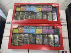 TWO Pokemon Prismatic Evolutions 8 Mini-Tins w/ Promo Cards - Costco Sets - NEW - Image 1