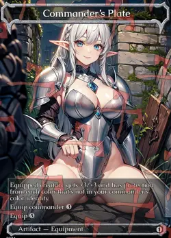 Commander's Plate Silver Armor Anime Waifu Style Card For EDH and Playtest - Image 1
