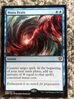 Magic The Gathering Commander MSTR Mana Drain 080/361 NonFoil Never Played MINT - Image 1