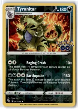 2022 Sword & Shield - Pokemon GO Tyranitar #43 Stage 2/Rare Reverse Holo - Image 1