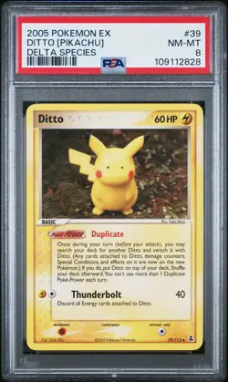 2005 Pokemon EX Delta Species 39 DITTO PIKACHU PSA 8 NM MINT - Image 1