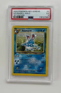 🌀SWIRL! 2000 Pokemon Neo Genesis 1st Ed Azumarill Holo #2 PSA 5 EX FRESH GRADE! - Image 1