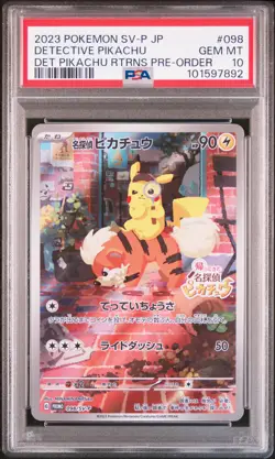 2023 POKEMON JAPANESE SV-P PROMO #098 DETECTIVE PIKACHU PSA 10 - Image 1