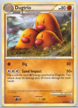 Dugtrio - 19/102 - Rare - HGSS - Triumphant - Pokemon - Image 1