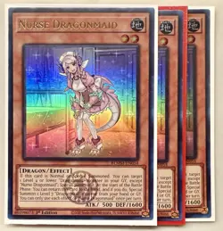 3x Nurse Dragonmaid 1st Edition Ultra Rare BLMM-EN054 Yu-Gi-Oh - Image 1