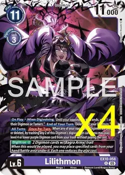 4X Digimon Card Game Lilithmon EX10-058 Rare Sinister Order NM - Image 1