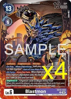 4X Digimon Card Game Blastmon EX10-034 Rare Sinister Order NM - Image 1
