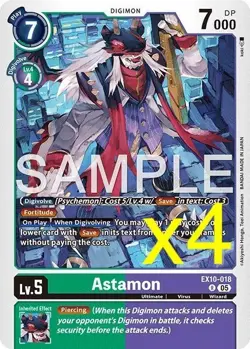 4X Digimon Card Game Astamon EX10-018 Rare Sinister Order NM - Image 1