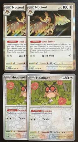Noctowl 115/142 x2 Holo Hoothoot x2 RH Stellar Crown NM Pokemon Card - Image 1