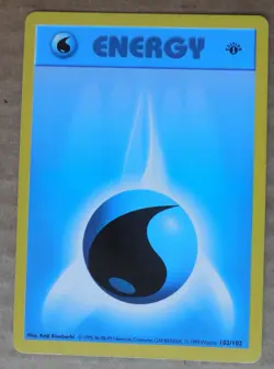 Water Energy 102/102 1st Edition "Shadowless" Non-Holo Base Set Pokemon LP - Image 1