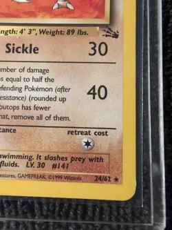 Pokemon TCG Kabutops 24/62 Fossil Unlimited Non-Holo Rare Vintage LP - Image 5