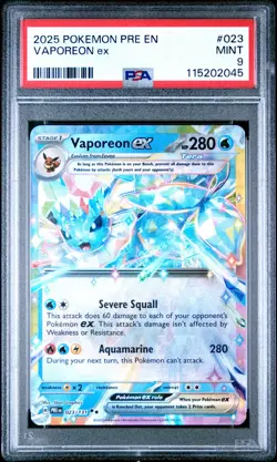 2025 POKEMON PRE EN-PRISMATIC EVOLUTIONS #023 VAPOREON EX PSA 9 - Image 1