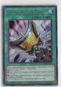 YuGiOh Magnificent Mavens Foil Ultra Rare MP #MAMA-EN090 Triple Tactics Talent - Image 1