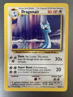 Pokemon TCG Dragonair Base Set Unlimited Rare Card 18/102 NM - Image 1