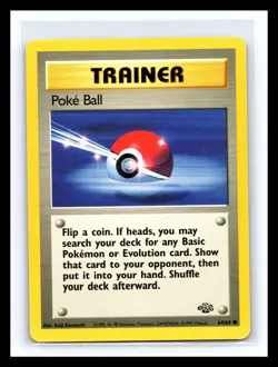 💥 Poke Ball 64/64 Jungle Unlimited Pokemon Card Trainer Vintage 1999 - Image 1