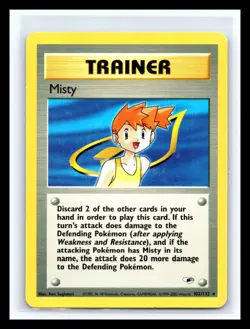 💥 Misty Trainer 102/132 Rare Pokemon 2000 Gym Heroes Vintage Card - Image 1