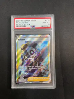 Pokemon Card Allister 179/185 Vivid Voltage PSA 10 GEM MINT Trainer Full Art - Image 1