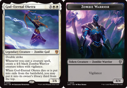 GOD-ETERNAL OKETRA w/ 2 Zombie Warrior Token mtg Commander Aetherdrift Mythic - Image 1